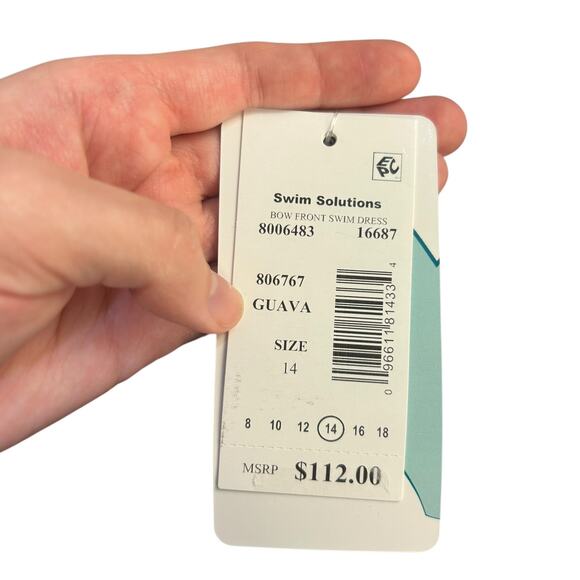 Swim Solutions Geometric One Piece Swim Dress Pink Women’s Plus Size 14 NWT - Picture 3 of 11